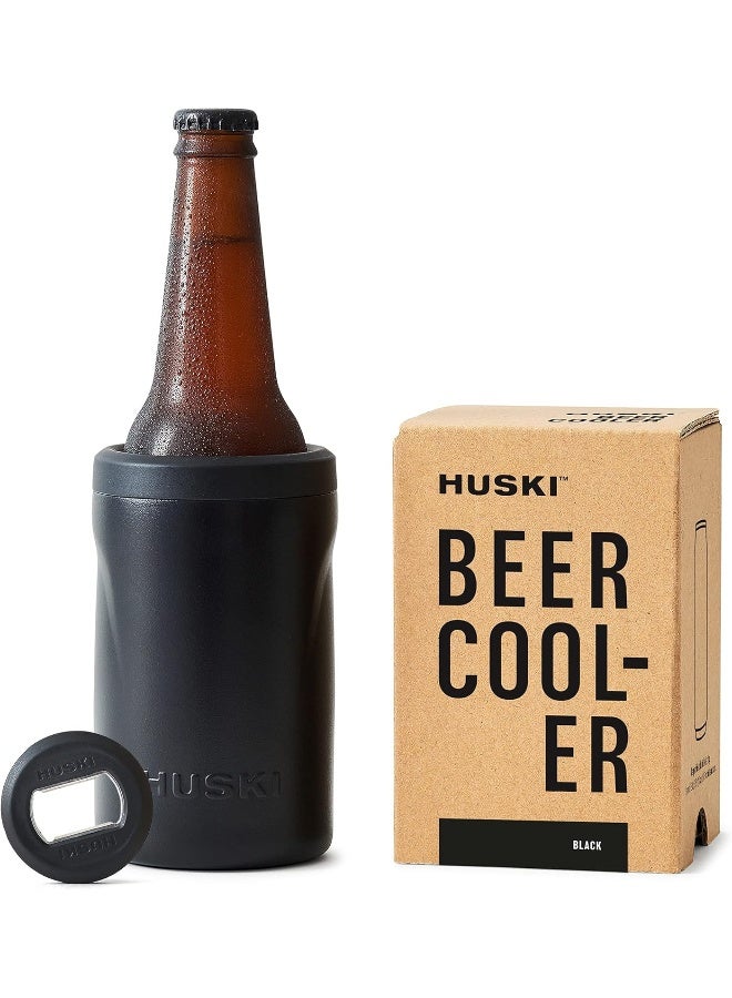 Huski Beer Cooler 2.0 | New | Premium Can and Bottle Holder | Triple Insulated Marine Grade Stainless Steel | Detachable 3-in-1 Opener | Works as a Tumbler | Best Gifts for Beer Lovers (Black) - Image 1