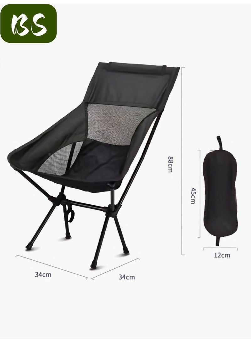 BS Folding Portable Outdoor Camping Chair | 120KG Load Capacity High-Back Camping Chair | Folding Chair with Handbag | High-Back Oxford Cloth | Ultralight Folding Beach Chair - Image 3
