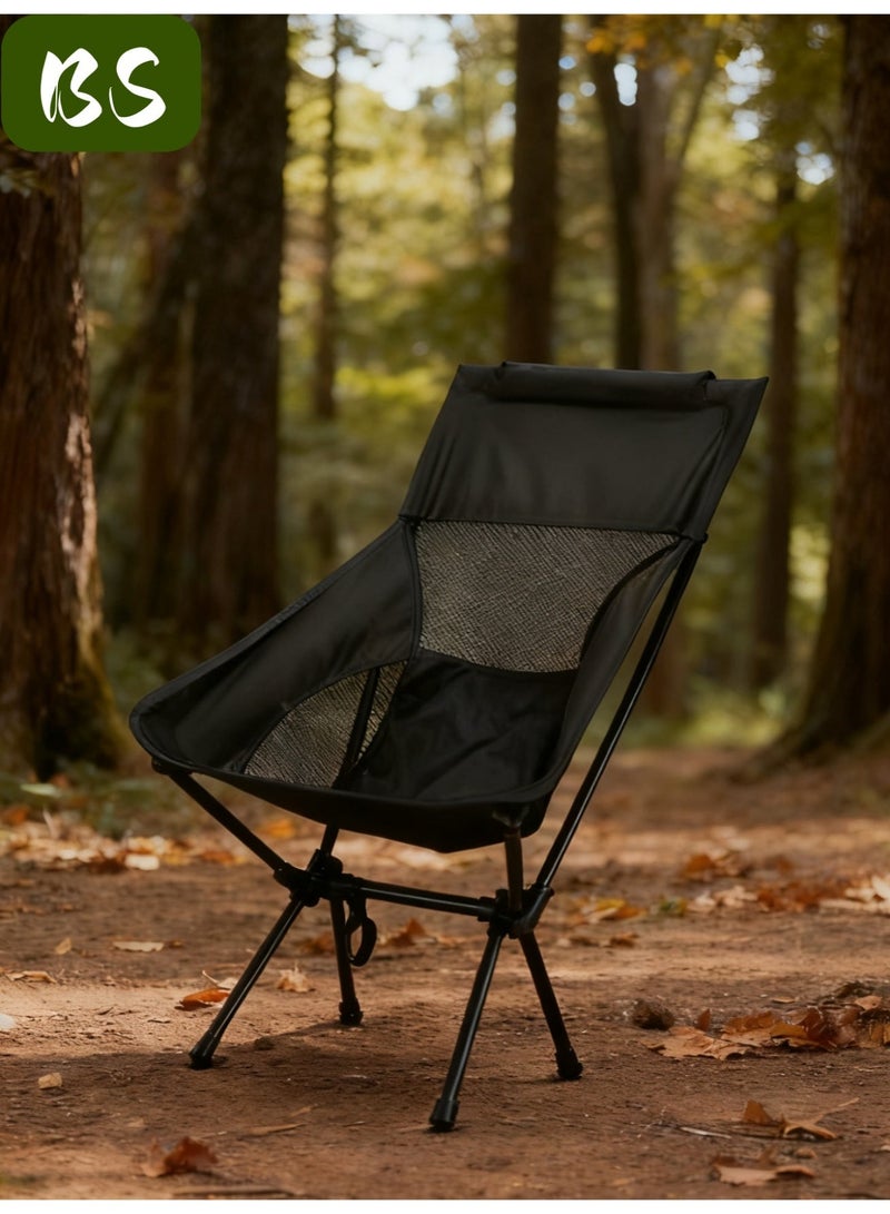 BS Folding Portable Outdoor Camping Chair | 120KG Load Capacity High-Back Camping Chair | Folding Chair with Handbag | High-Back Oxford Cloth | Ultralight Folding Beach Chair - Image 4