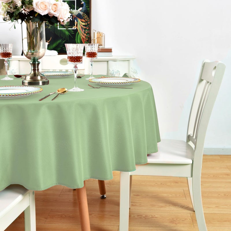 KAIPHO Sage Green Round Tablecloth - Waterproof Stain Resistant Wrinkle Free Table Cloth, 210GSM Polyester Washable Wipeable Table Cover for Party, Banquet, Indoor and Outdoor (48 inch, Circle) - Image 5