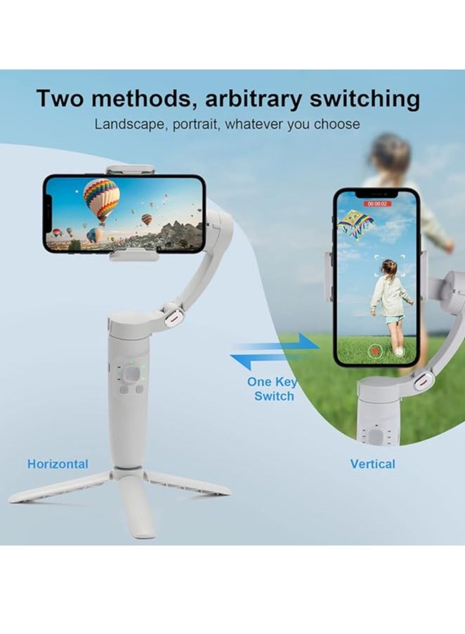 Gimbal Stabilizer for Smartphone, EqiEch 3 Axis Foldable Pocket Handheld Gimbals, Anti-Shake Face Tracking Bluetooth Control Selfie Stick Compatible with iPhone Android Tiktok YouTube Vlog Video