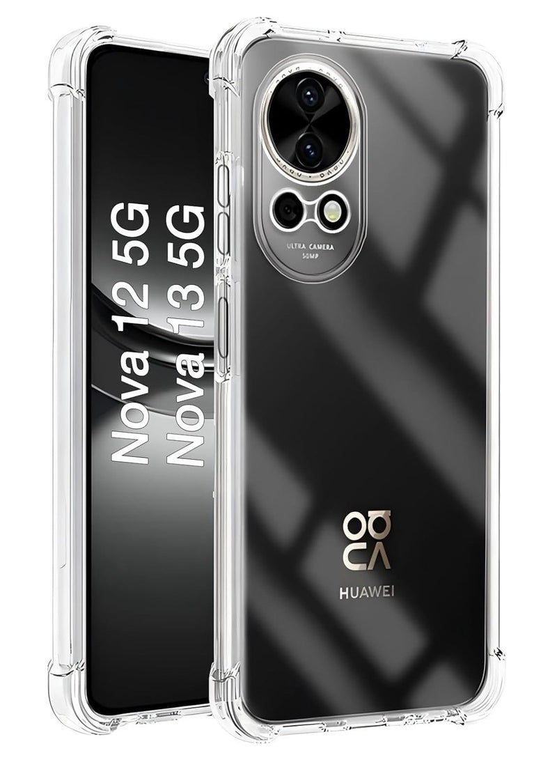 Case Compatible with Huawei Nova 13 / Nova 12, Cover Silicone Transparent TPU Gorilla Anti-shock Protector Camera Shockproof Corners - Clear - Image 1