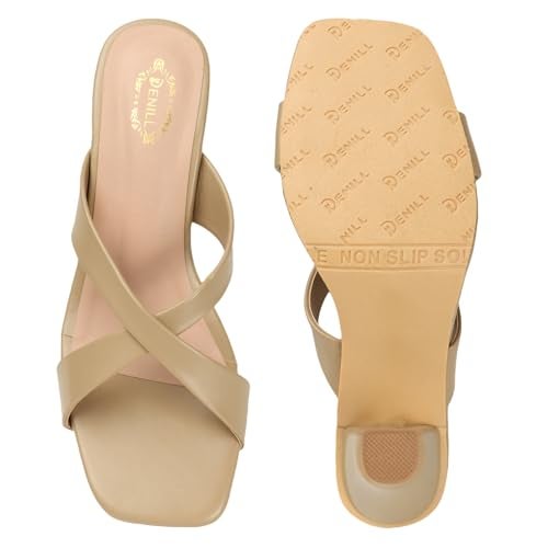 Denill Women Cross Strap Cone Heels (Beige) UK- 4 - Image 4