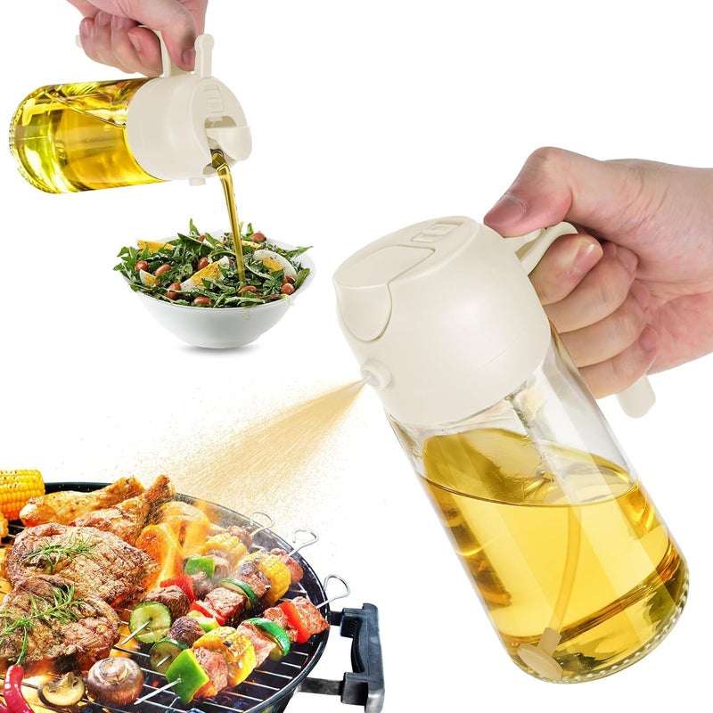 KBKM Oil Sprayers 2 in 1 Olive Oil Sprayer and Oil Dispenser Bottle for Kitchen Oil Sprayer for Air Fryer Glass Oil Bottle with Premium Nozzle 550 Ml Multi Color - Image 2