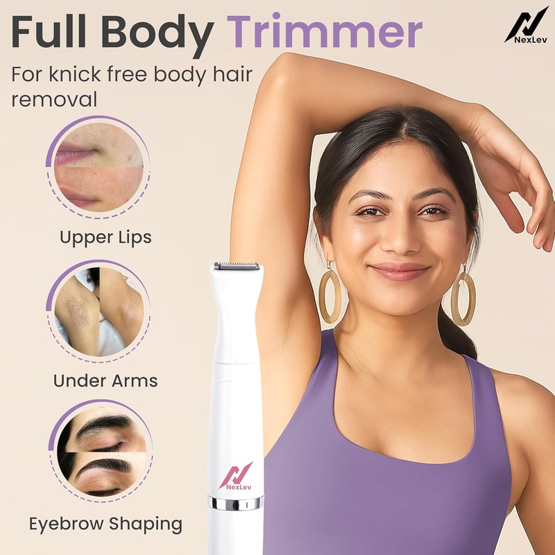 nexlev مقص 6 في 1 | مقص بيكيني حساس للنساء | آمن على البشرة مع أطراف مدورة وحراس أمان | إزالة الشعر للمناطق الحساسة، الوجه، الذراعين، الساقين والجسم | 90 دقيقة من وقت التشغيل | نوع C | T-01 - Image 2