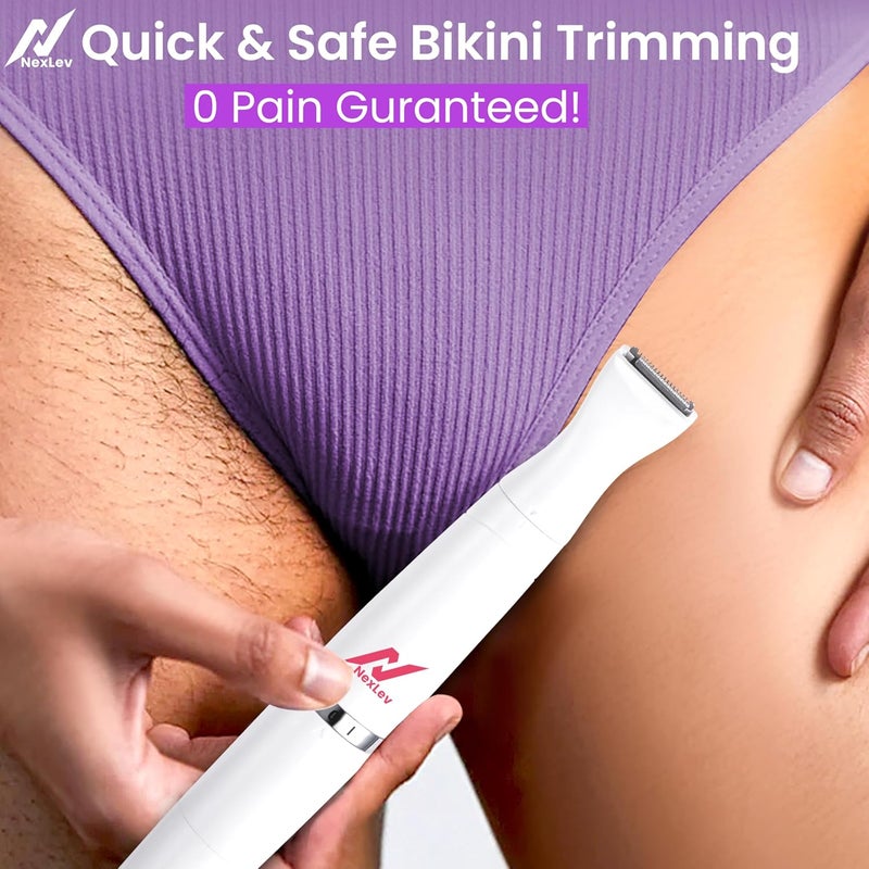nexlev مقص 6 في 1 | مقص بيكيني حساس للنساء | آمن على البشرة مع أطراف مدورة وحراس أمان | إزالة الشعر للمناطق الحساسة، الوجه، الذراعين، الساقين والجسم | 90 دقيقة من وقت التشغيل | نوع C | T-01 - Image 5