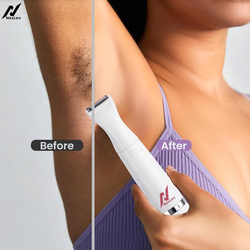 nexlev مقص 6 في 1 | مقص بيكيني حساس للنساء | آمن على البشرة مع أطراف مدورة وحراس أمان | إزالة الشعر للمناطق الحساسة، الوجه، الذراعين، الساقين والجسم | 90 دقيقة من وقت التشغيل | نوع C | T-01 - Image 4
