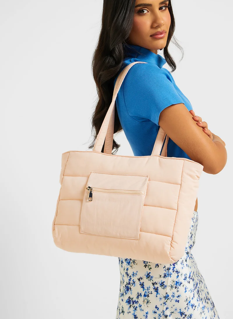 جينجر Multi Pocket Nylon Quilted Tote Bag