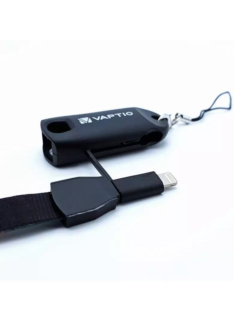 Vaptio - 5 in 1 Lanyard (1 Meter) with Charging Data Cable Lightning, Micro B & Type C - Image 1