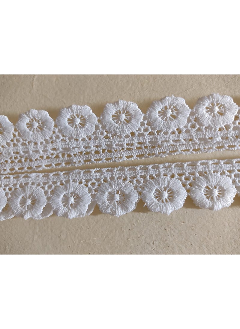 Emrish Enterprises Emrish Enterprises 9Mtr White Flower Design Laces and Border Material for SuitsSaree Dupatta Width 3 cm Suitable for TrimsBordersEmbroidery LaceAppliqueFabric LaceSewing Ribbons  - Image 4