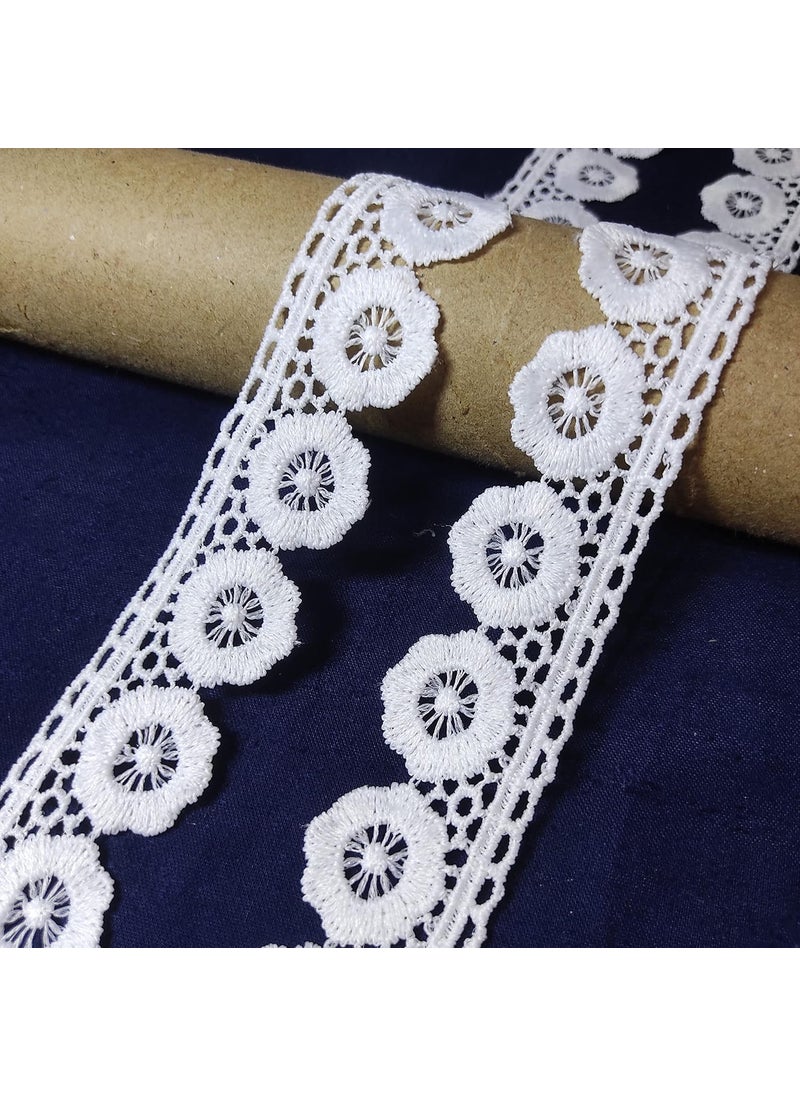 Emrish Enterprises Emrish Enterprises 9Mtr White Flower Design Laces and Border Material for SuitsSaree Dupatta Width 3 cm Suitable for TrimsBordersEmbroidery LaceAppliqueFabric LaceSewing Ribbons  - Image 1