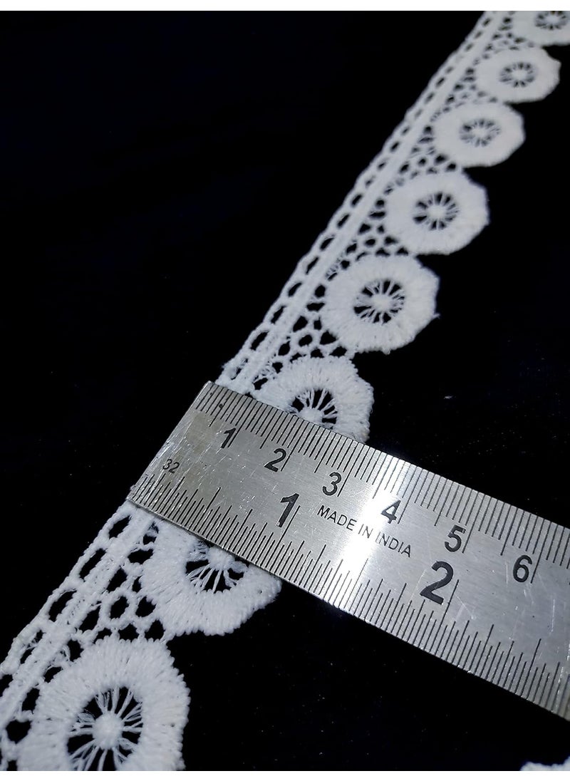 Emrish Enterprises Emrish Enterprises 9Mtr White Flower Design Laces and Border Material for SuitsSaree Dupatta Width 3 cm Suitable for TrimsBordersEmbroidery LaceAppliqueFabric LaceSewing Ribbons  - Image 3
