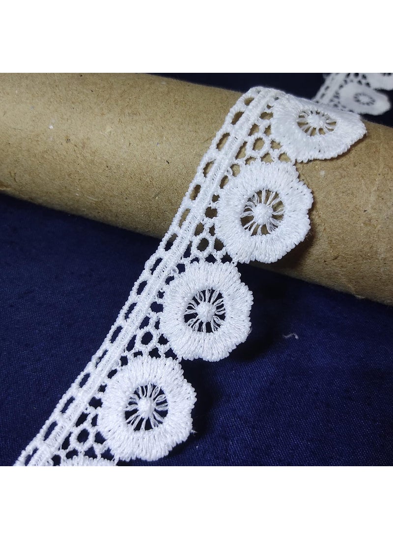Emrish Enterprises Emrish Enterprises 9Mtr White Flower Design Laces and Border Material for SuitsSaree Dupatta Width 3 cm Suitable for TrimsBordersEmbroidery LaceAppliqueFabric LaceSewing Ribbons  - Image 2
