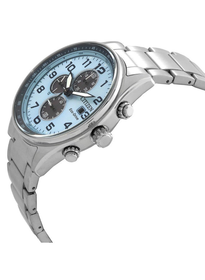 CITIZEN Eco-Drive Chronograph Men's Watch CA0770-72M, 43 mm Blue Dial, Stainless Steel Case & Bracelet, 100 m WR - Image 4