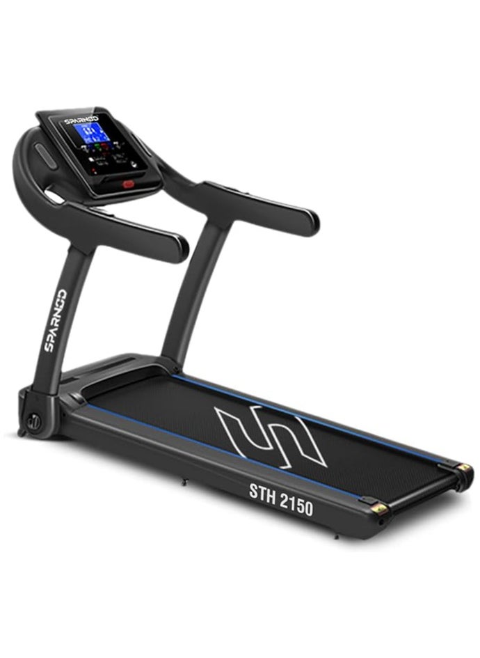 Sparnod Fitness - Sparnod Fitness STH-2150 4-HP Peak Treadmill for Home Us No Installation Required, Space Saving 90° Foldable 4-HP Peak, 100-kg Max User Weight, 1-14 km/hr Speed - Image 1
