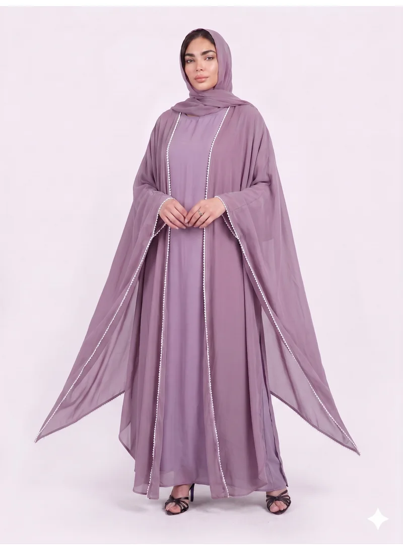 Reem Abayas Batwing Sleeve Abaya With Inner Dress & Matching Sheila