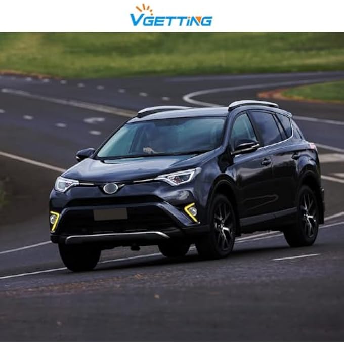 ريحني مصابيح تشغيل نهارية لسيارة تويوتا راف 4 موديل 2016 و2017 و2018، مصابيح ضباب أمامية، ضوء إشارة انعطاف كهرماني، بديل لمصابيح دريللي لسيارة راف 4، ضوء ضباب ليد مع إطار - Image 4