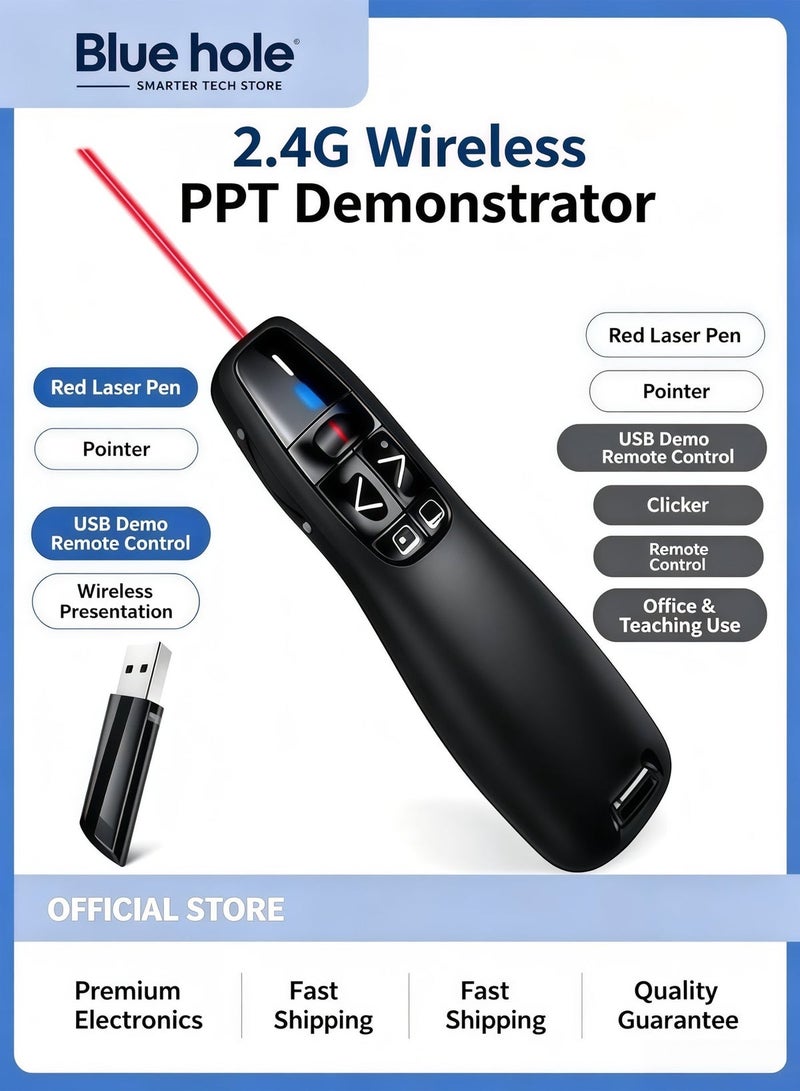 WIRELESS 2.4G Wireless PPT Demonstrator Red Laser Pen Pointer USB Demo Remote Control - Image 1