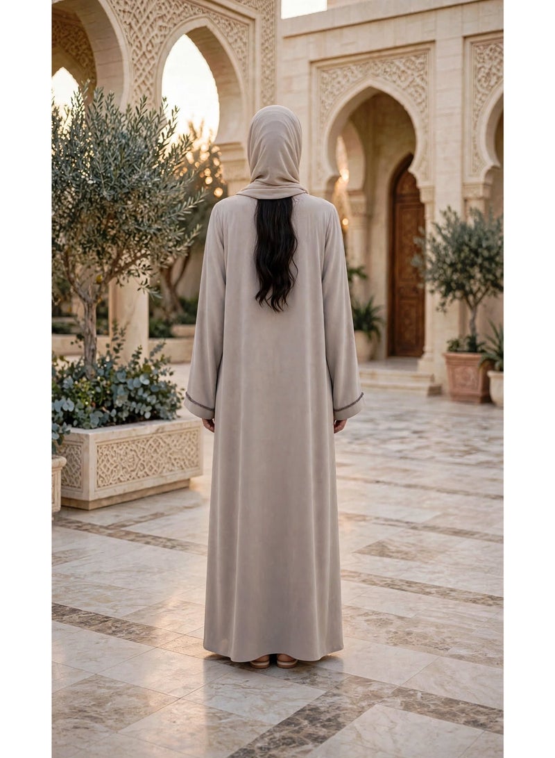 IKKXA Geometric Embellished Asymmetric Front Abaya - Image 5