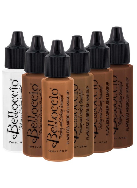 Dark Color Shade Airbrush Makeup Foundation Set Professional Cosmetic Airbrush Makeup In 1/2 Oz Bottles