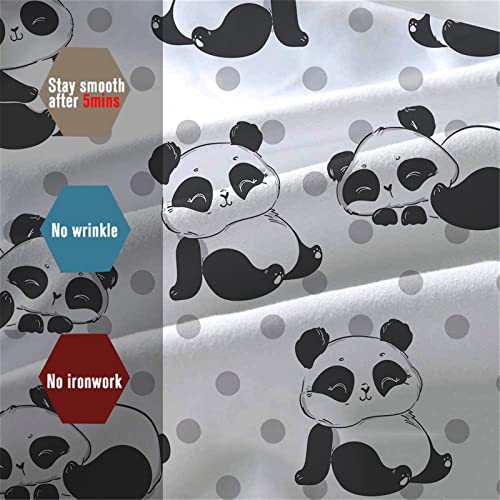 URLINENS Cute Panda Fitted Sheet and Pillowcase Set Full Size, Polka Dot Lovely Panda Sheet Set for Kids Boys Girls Teens, Soft Microfiber Cartoon Animal Fun Bedding Decor 3 Piece Kids Bed Sheet - Image 4