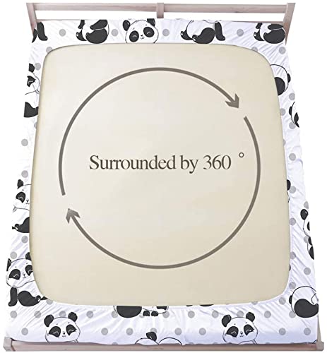 URLINENS Cute Panda Fitted Sheet and Pillowcase Set Full Size, Polka Dot Lovely Panda Sheet Set for Kids Boys Girls Teens, Soft Microfiber Cartoon Animal Fun Bedding Decor 3 Piece Kids Bed Sheet - Image 5