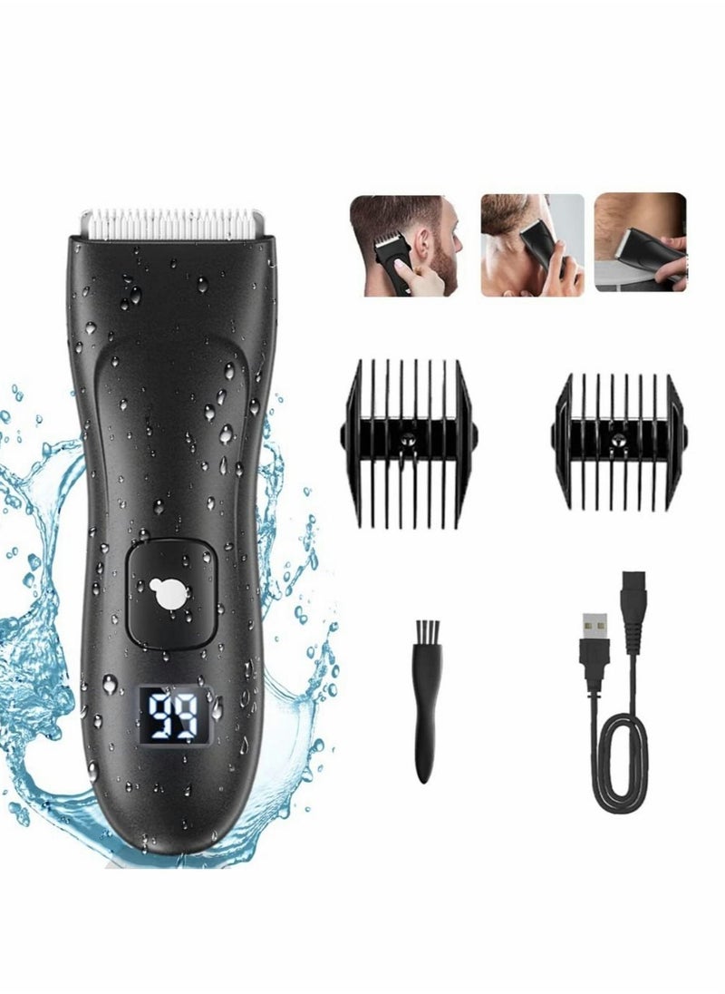 Excefore Electric Hair Clippers for Men, USB Rechargeable Pubic Hair Trimmer with LED Display, Cordless Body Hair Trimmer Kit, Professional Body Groomer and Beard Shaver, Waterproof Groin Hair Trimmer  - Image 1