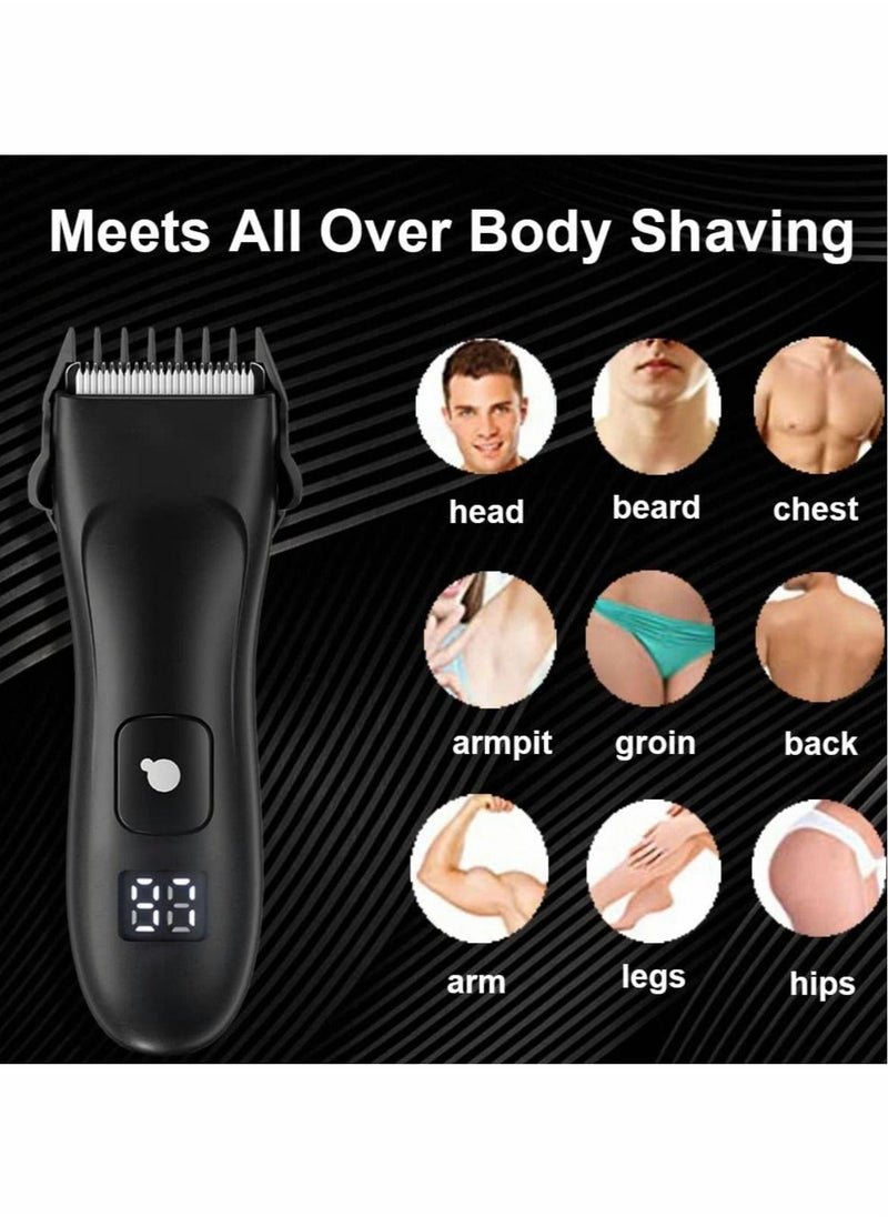 Excefore Electric Hair Clippers for Men, USB Rechargeable Pubic Hair Trimmer with LED Display, Cordless Body Hair Trimmer Kit, Professional Body Groomer and Beard Shaver, Waterproof Groin Hair Trimmer  - Image 3