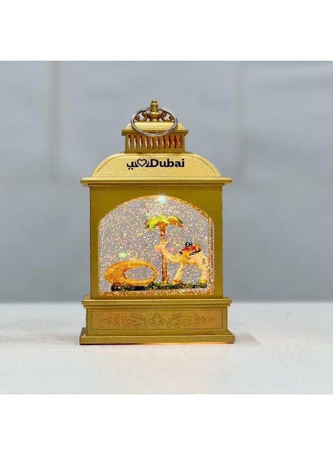 فانوس دبي الذهبي بإضاءة LED يعمل بالبطارية وUSB ديكور رمضان هدية عيد ديكور إسلامي تذكار سياحي مجسم جمل ونخلة متحف المستقبل كرة ثلجية بريق متحرك مصباح ليلي للطاولة للمنزل والمكتب - Image 1