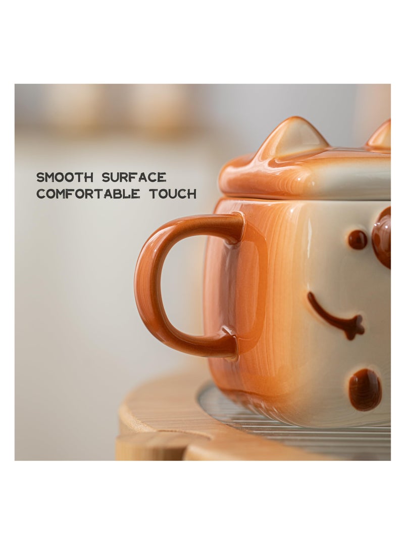 Excefore Cute Coffee Mug, Novelty Funny Cup, Unique Cool Porcelain Tea Mugs, Creative Kawaii Cartoon Anime Style, Kawaii Mug for Women Kids Adults Men, Coffee Mugs Gift for Anime Lovers, Coffee Toast - Image 3