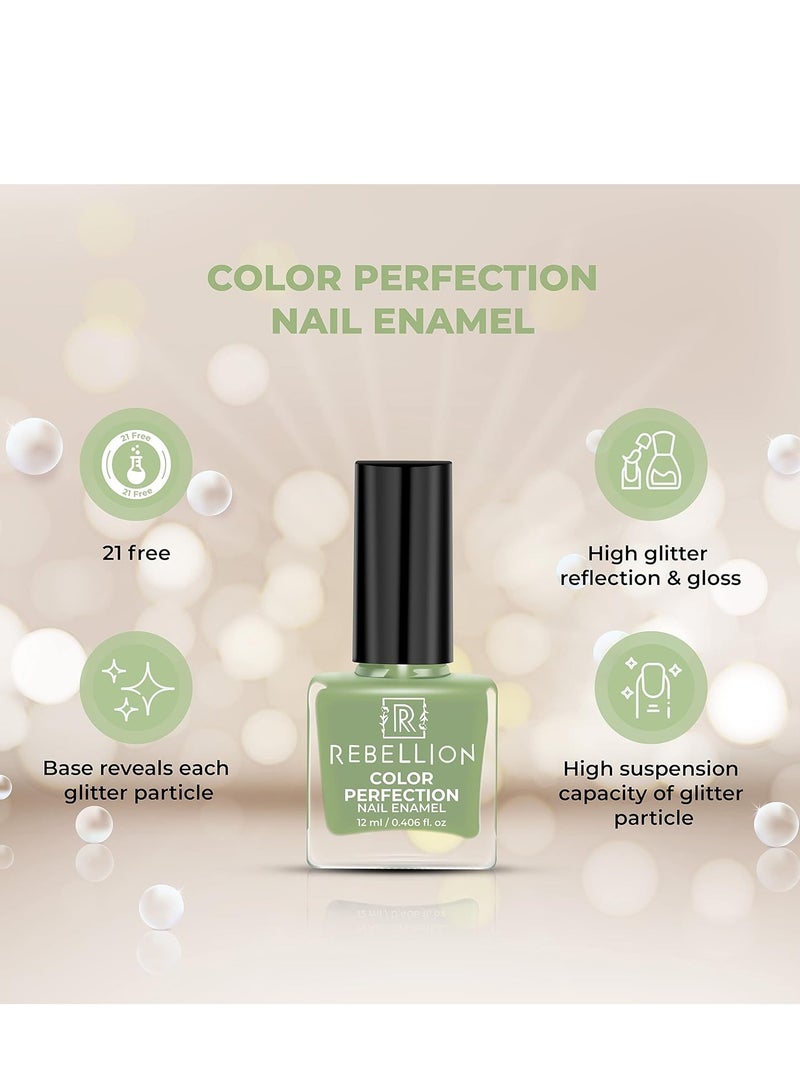 Rebellion Color Perfection Nail Enamel 12ml Mint green Glister RG36 - Image 4