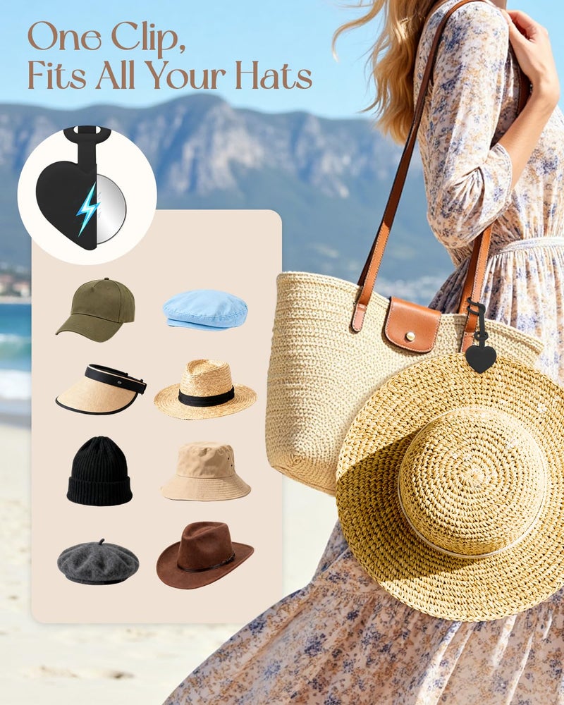 AMAZYC-US 2 Pcs Magnetic Hat Clips for Travel on Bag, Strong Magnetic Hat Holder & Clip, Secure Hats Holder for Travel on Caps & Beach Hats, Vacation Essentials Accessories - Image 3