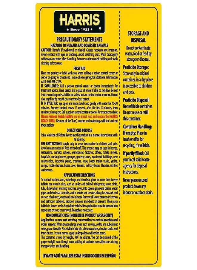 Harris - Harris Roach Tablets, Boric Acid Roach and Insects Killer with Lure, Alternative to Bait Traps (6oz, 145 Tablets) - Image 1