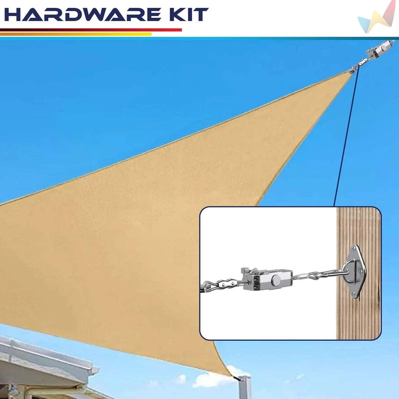 Windscreen4less Sun Shade Sail Hardware Kit with 6ft Wire Cables Pad Eyes Hooks Winch for Triangle Shade Sail Installation - Image 5