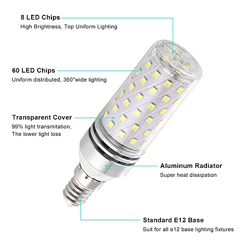 LEDLightsWorld Super Bright E12 LED Corn Bulbs, 16W 1500LM Bulbs, Daylight White 6000K Lights, CRI80+, 120W Incandescent Bulb Equivalent, E12 Base Non-Dimmable LED Lamp, 8 Pack - Image 5