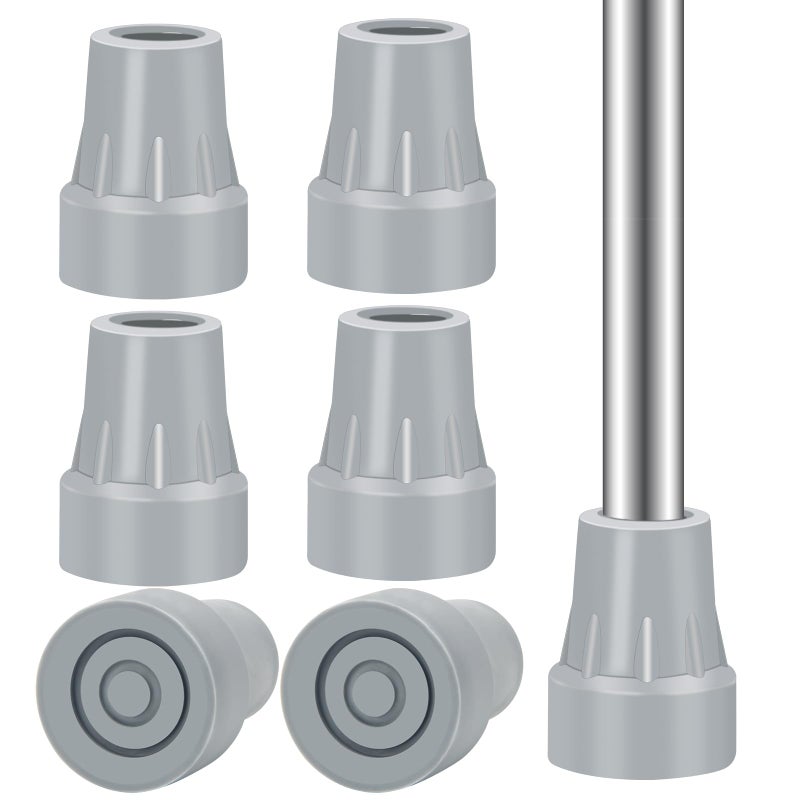 Ahier 6 Pack Crutch Tips AHIER 78 inch Heavy Duty Non Slip Rubber Cane Tips Replacement Crutch Feet Cap - Image 3