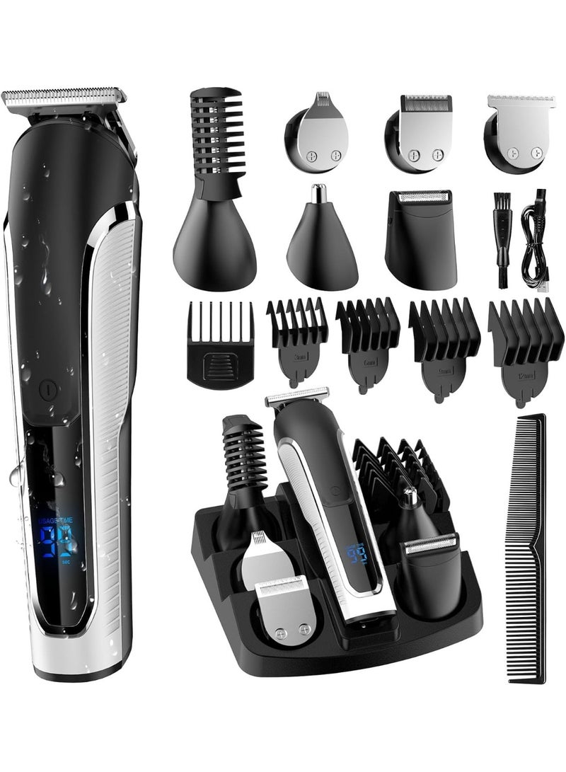 XVersion 6-in-1 Rechargeable Men’s Grooming Kit with Hair Clipper, Beard Trimmer, Micro Shaver, Nose & Ear Trimmer, Body Groomer, LED Display, Guide Combs and Accessories, IPX7 Waterproof - Image 1