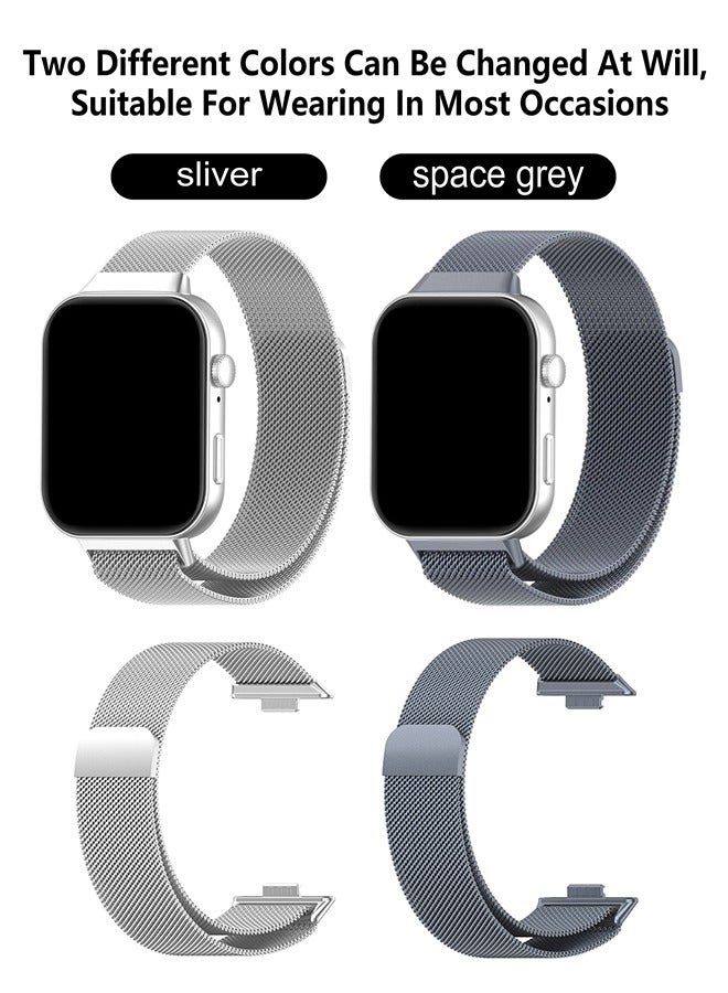 OLYSON 2PCS Suitable for Huawei Watch Fit 3/Huawei Watch Fit 4/ Fit 4Pro metal Milanese Magnetic Loop Watch Strap - Image 4