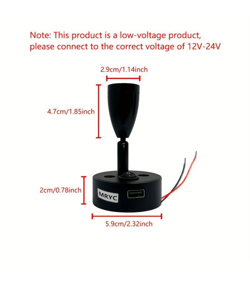 RV Reading Light DC 12-24V Rotating LED Spotlight 3W Warm Light Hard Wired For Caravan Camper - Image 2
