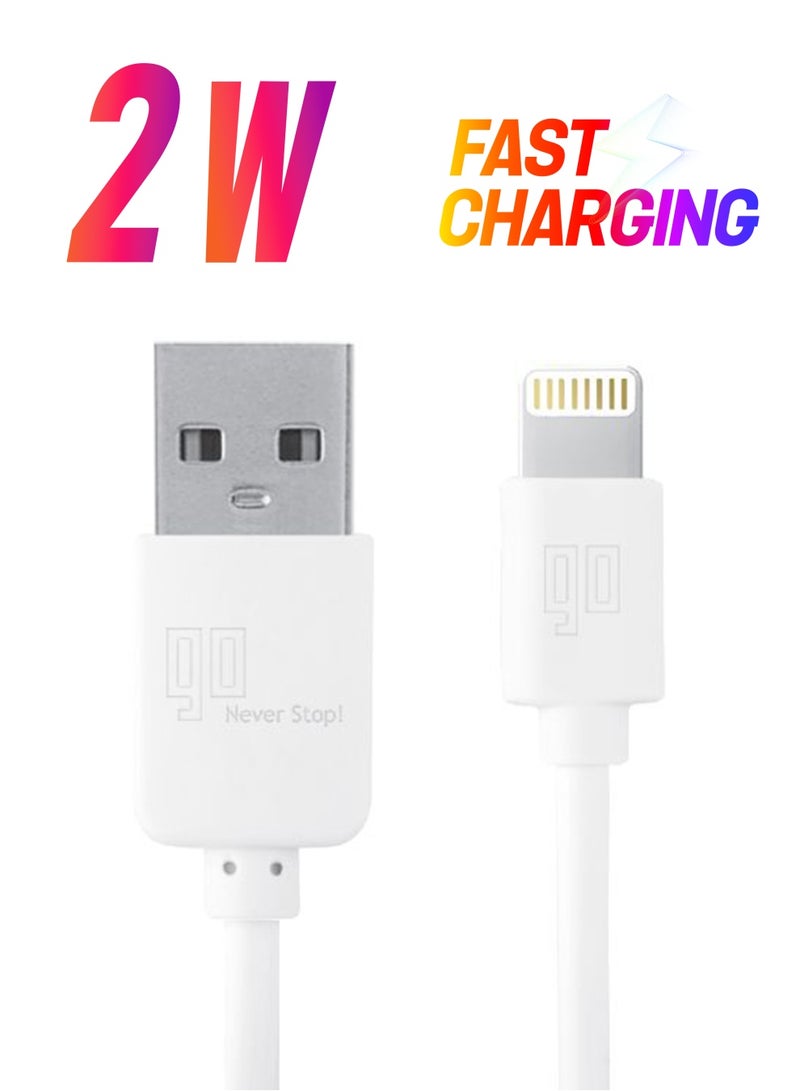 GO Lightning Cable 2.4 Ampere For Charge And Sync White - Image 1