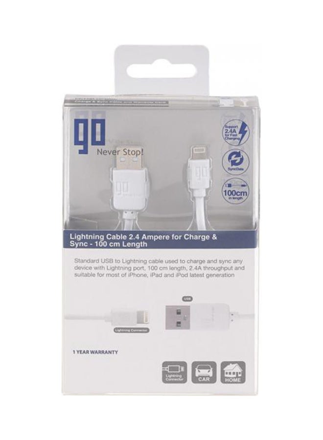 GO Lightning Cable 2.4 Ampere For Charge And Sync White - Image 3