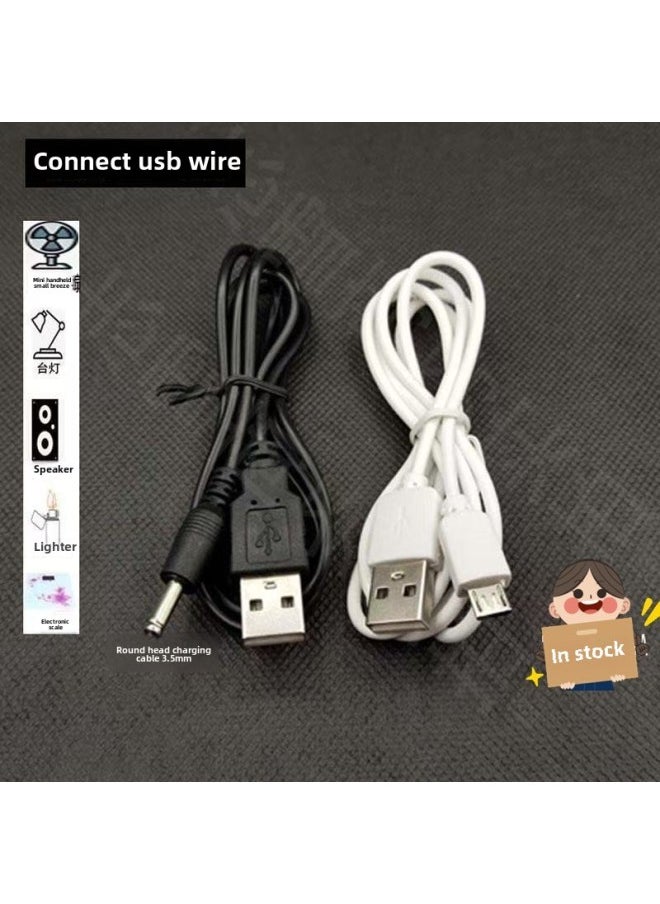 ماركة غير محددة كابل شحن مروحة صغيرة مباشر من المصنع لمصباح مكتب صوت ولاعة USB كابل بيانات أندرويد 5 فولت رأس مسطح USB عالمي - اللون: أبيض - الطول: 0.5 متر [أندرويد]  - Image 1