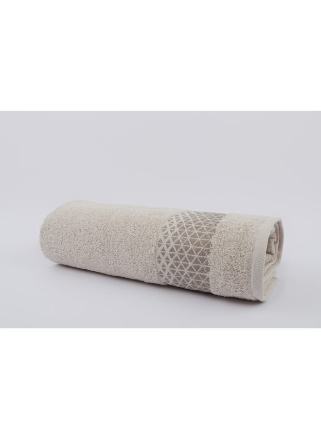 White Rose Triangle Towels - 500 GSM - 100% Cotton Terry - Jacquard Border- 1 Bath Sheet 85x170 cm- Luxury Touch - Extra Absorbent- Cream  - Image 4
