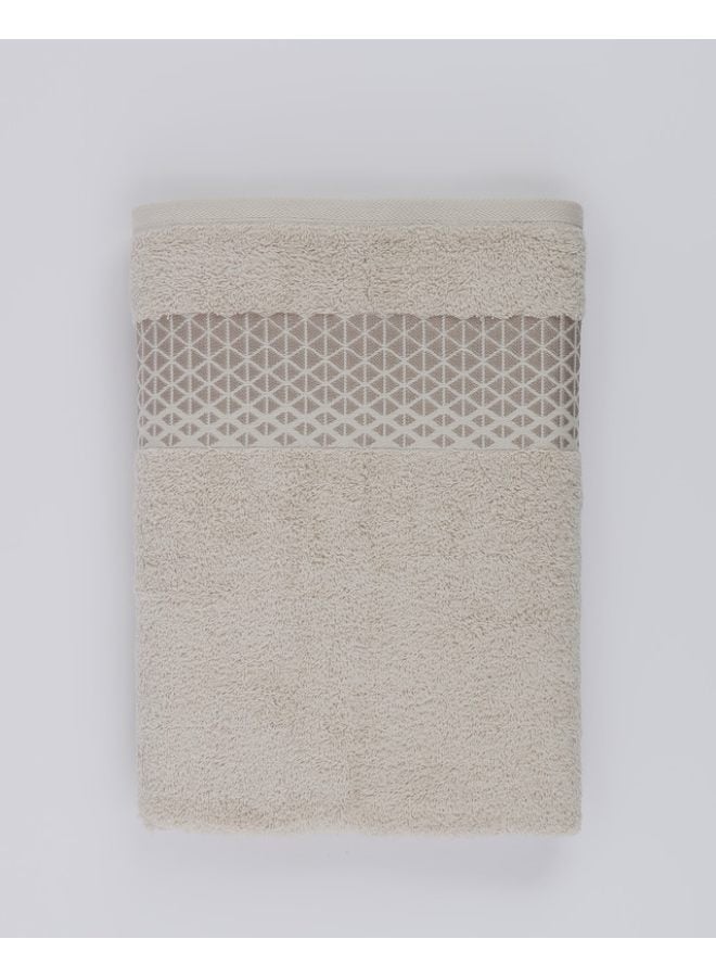 White Rose Triangle Towels - 500 GSM - 100% Cotton Terry - Jacquard Border- 1 Bath Sheet 85x170 cm- Luxury Touch - Extra Absorbent- Cream  - Image 5