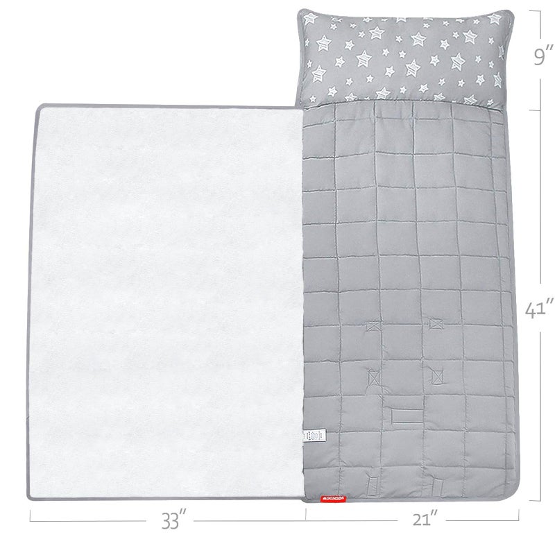 Moonsea Toddler Nap Mat with Pillow and Fleece Minky Blanket, Lightweight, Soft Perfect for Kids Preschool, Daycare, Travel Sleeping Bag Boys and Girls, 21" x 50" Fit Standard Cot - Image 4