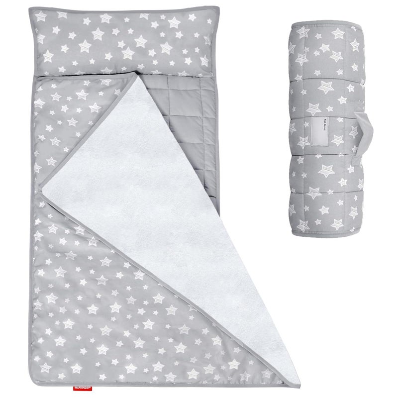 Moonsea Toddler Nap Mat with Pillow and Fleece Minky Blanket, Lightweight, Soft Perfect for Kids Preschool, Daycare, Travel Sleeping Bag Boys and Girls, 21" x 50" Fit Standard Cot - Image 1