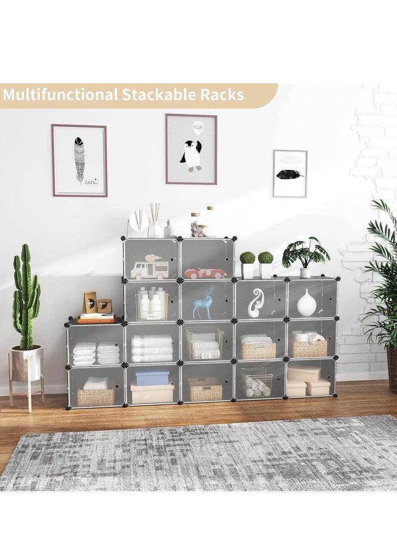 Portable Shoe Rack Organizer with Door, 96 Pairs Shoe Storage Cabinet Easy Assembly, Plastic Adjustable Shoe Storage Organizer Stackable Detachable Free Standing Shoe Rack Black