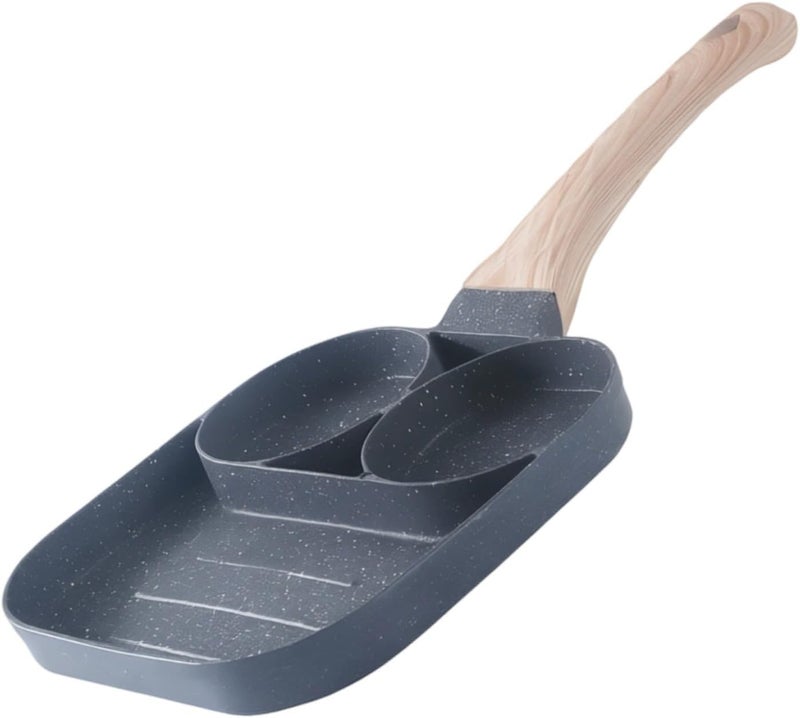 2-Hole Egg Pan, Nonstick 17 Cm Fry Pan, Wooden Handle Omelette Pan, 8 Cm Cavity, Maifan Stone Coating, For Mini Burgers And Pancakes - Image 1