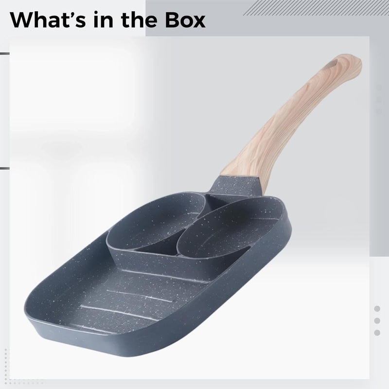 2-Hole Egg Pan, Nonstick 17 Cm Fry Pan, Wooden Handle Omelette Pan, 8 Cm Cavity, Maifan Stone Coating, For Mini Burgers And Pancakes - Image 5