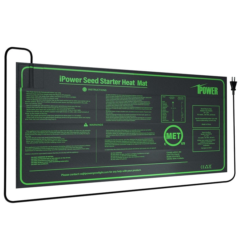 iPower GLHTMTSV1 Durable Waterproof Seedling Heat Mat Warm Hydroponic Heating Plant Germination Starting Pad 10 x 20 Black - Image 1